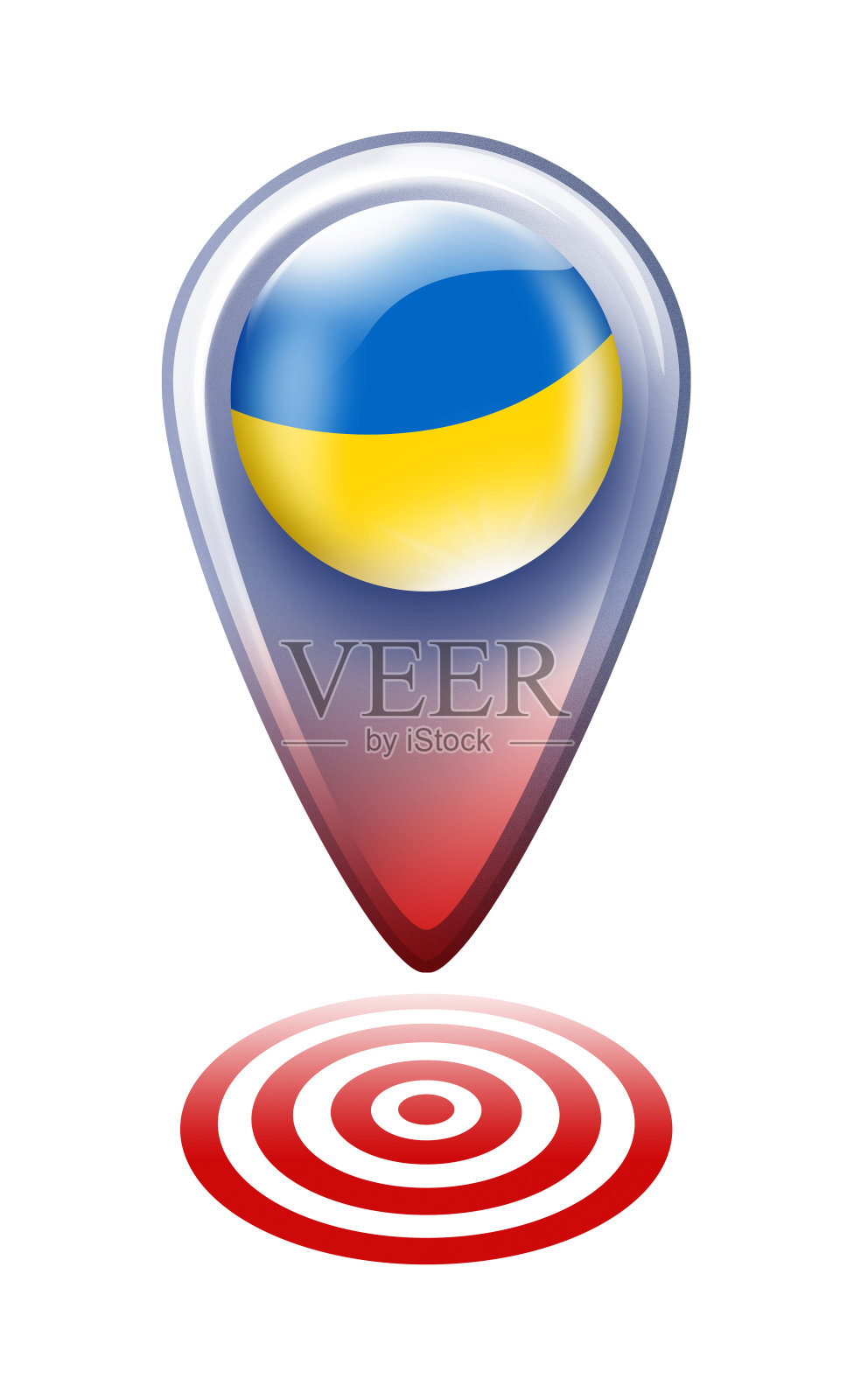 乌克兰按钮地图指针与乌克兰国旗孤立在白色插画图片素材