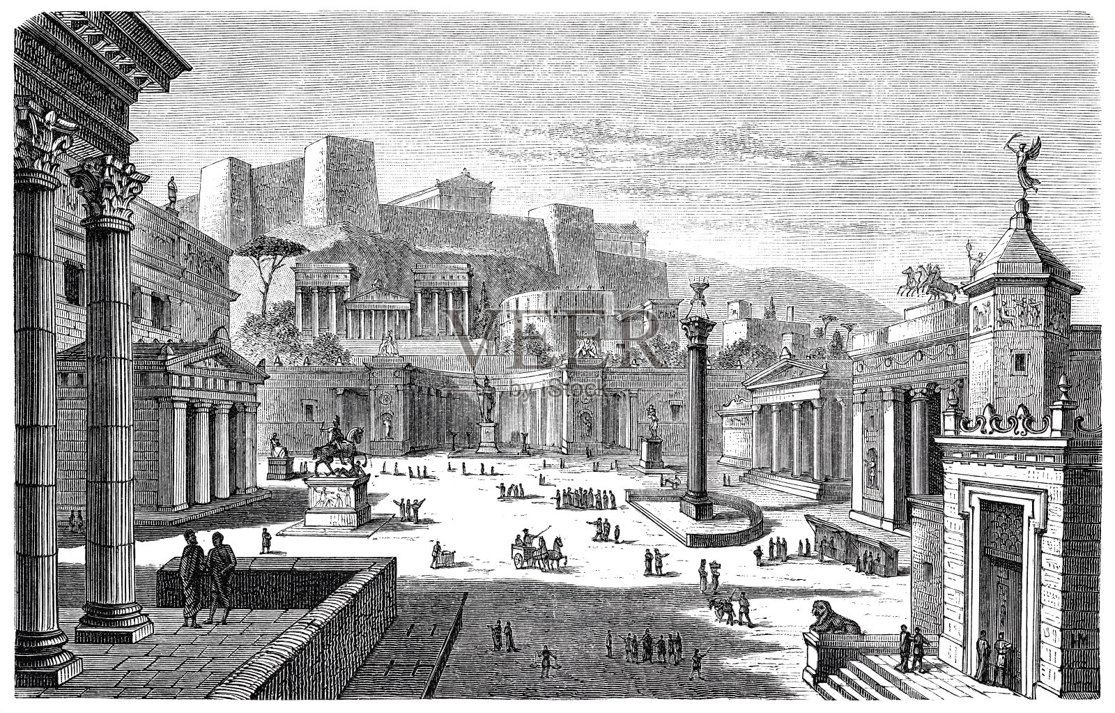 斯巴达市场插画图片素材