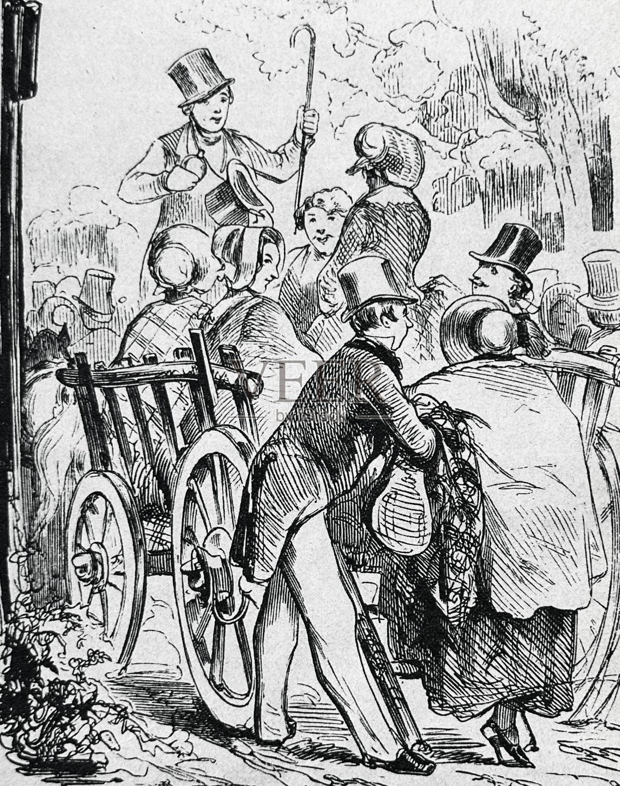 柏林，在格吕内瓦尔德的马车上游览插画图片素材