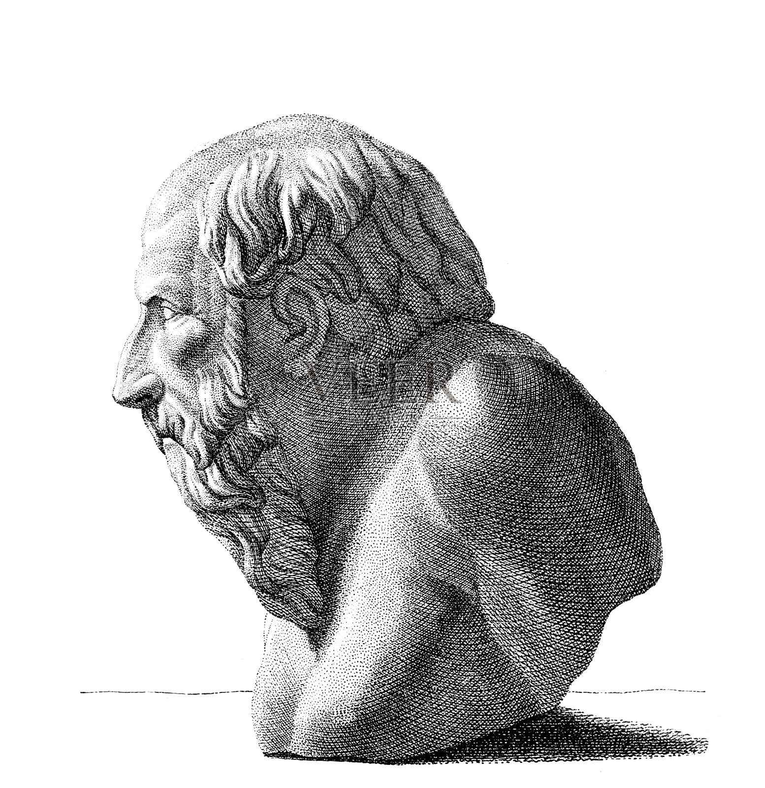 提奥奇尼斯半身像，侧面，引文:被问及人类中最美的是什么，提奥奇尼斯回答:自由的世界插画图片素材