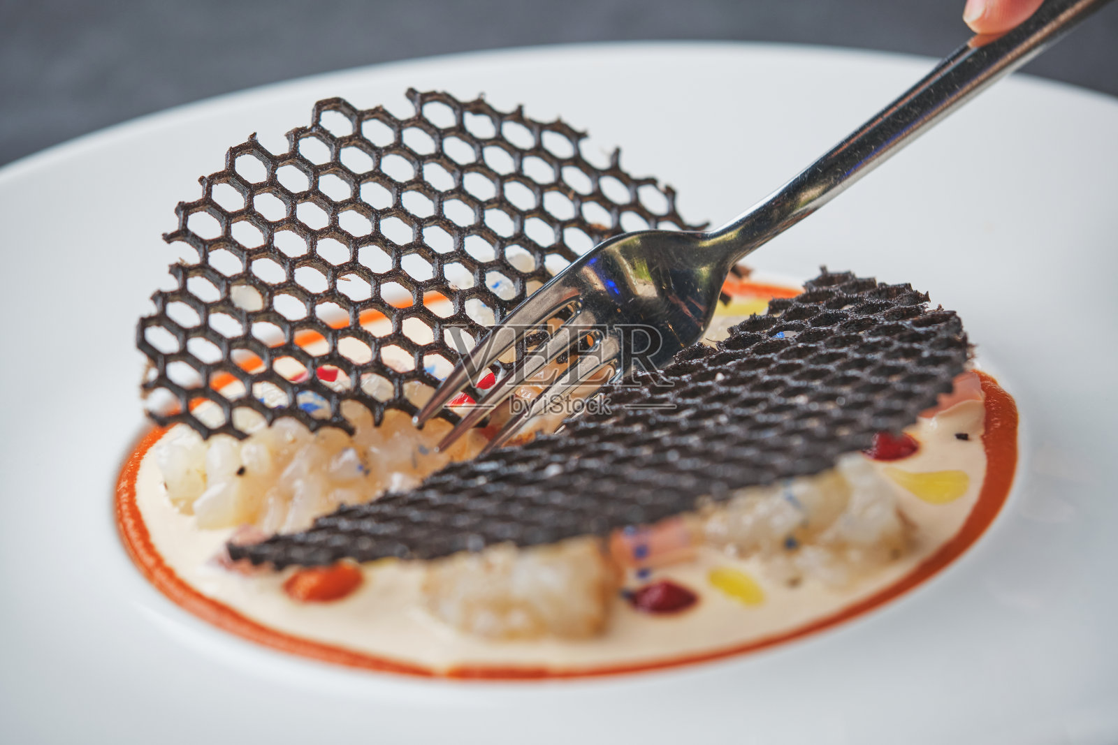 美味的鱿鱼炖肉配上优雅的鱿鱼墨汁照片摄影图片