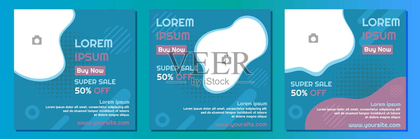 社交媒体帖子模板和复制空间矢量插图。折扣及促销广告插画图片素材