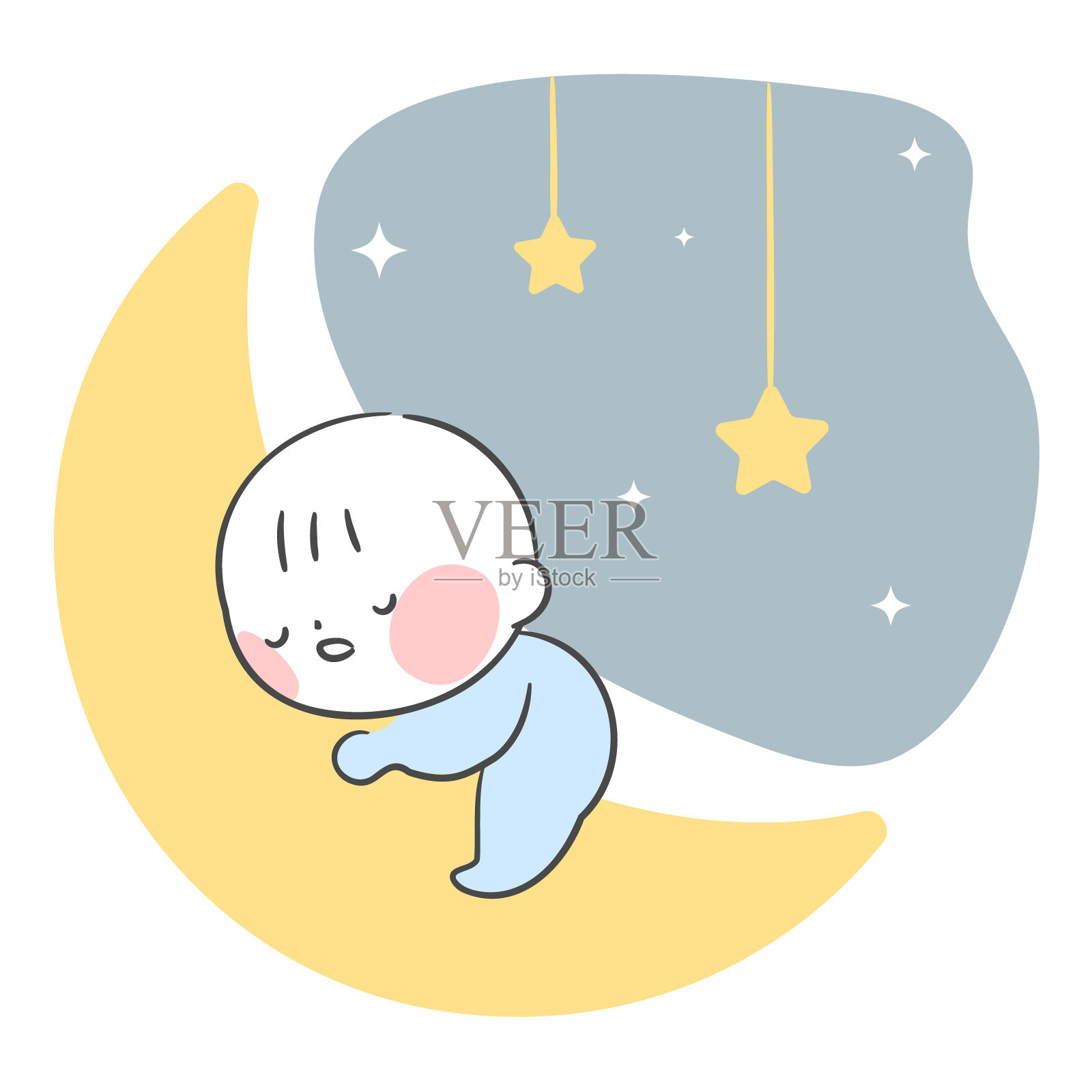 一个熟睡的婴儿。插画图片素材