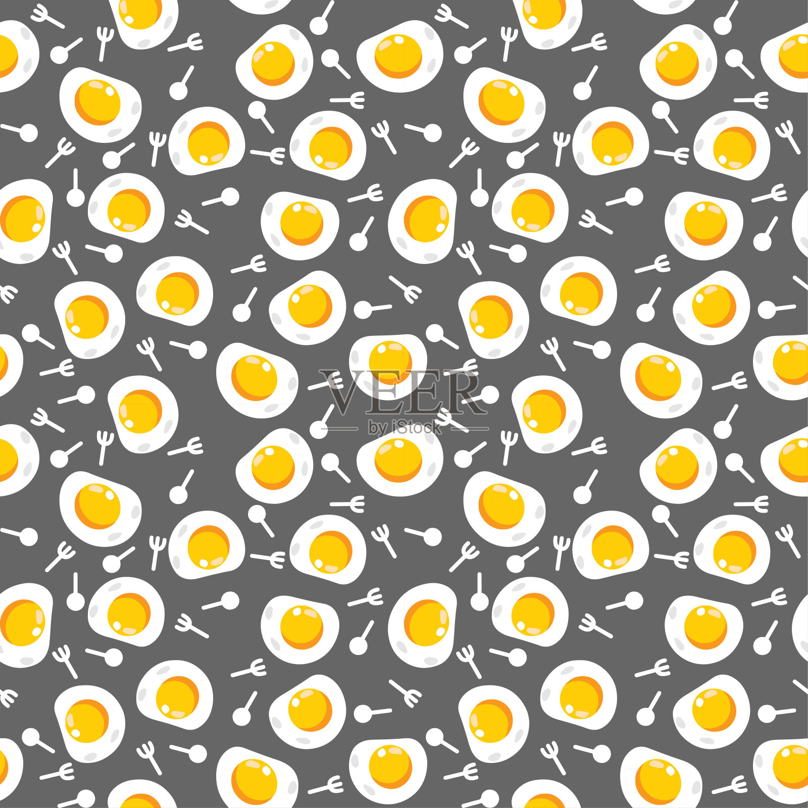 黑底煎蛋图案插画图片素材