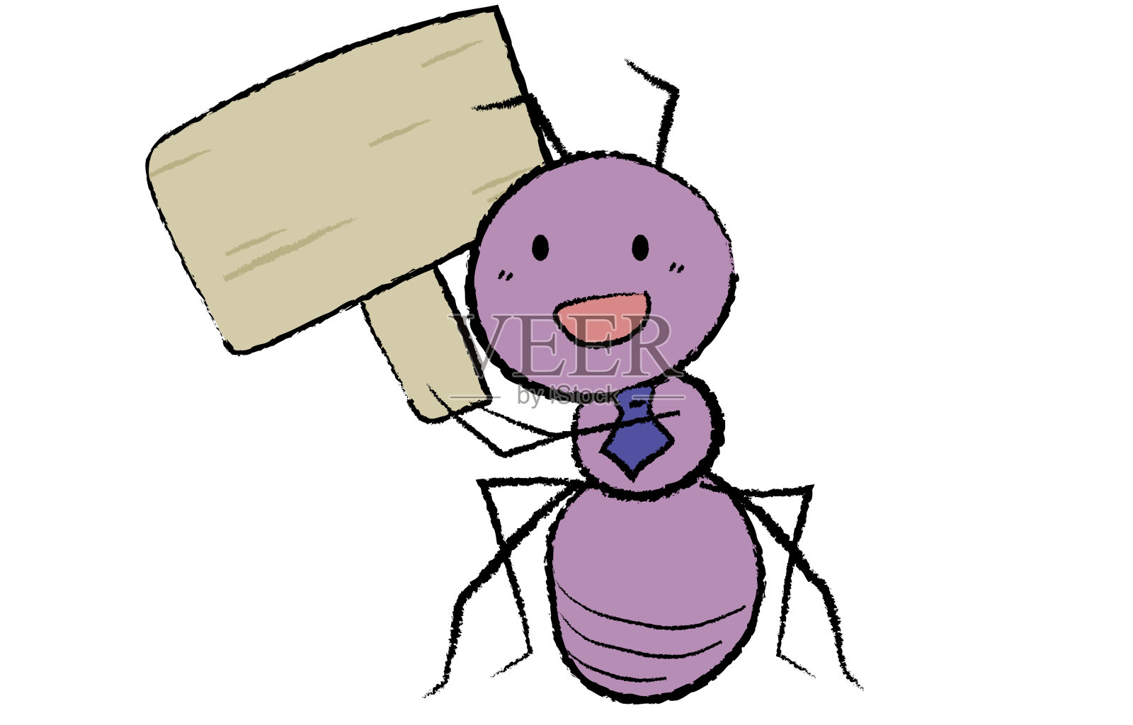 一名上班族风格的工人微笑着拿着招牌插画图片素材