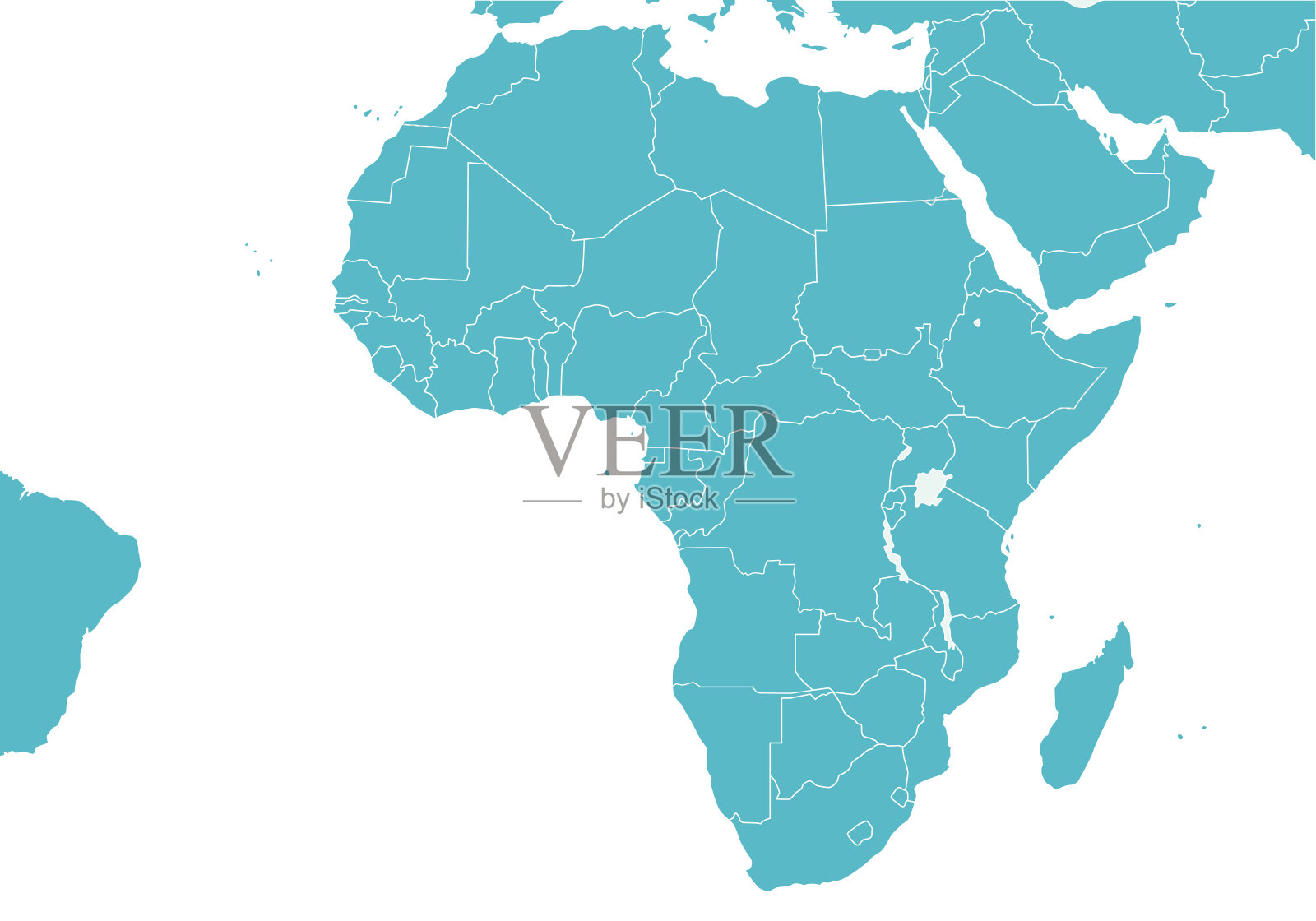 非洲国家和周边国家地图，背景插画图片素材