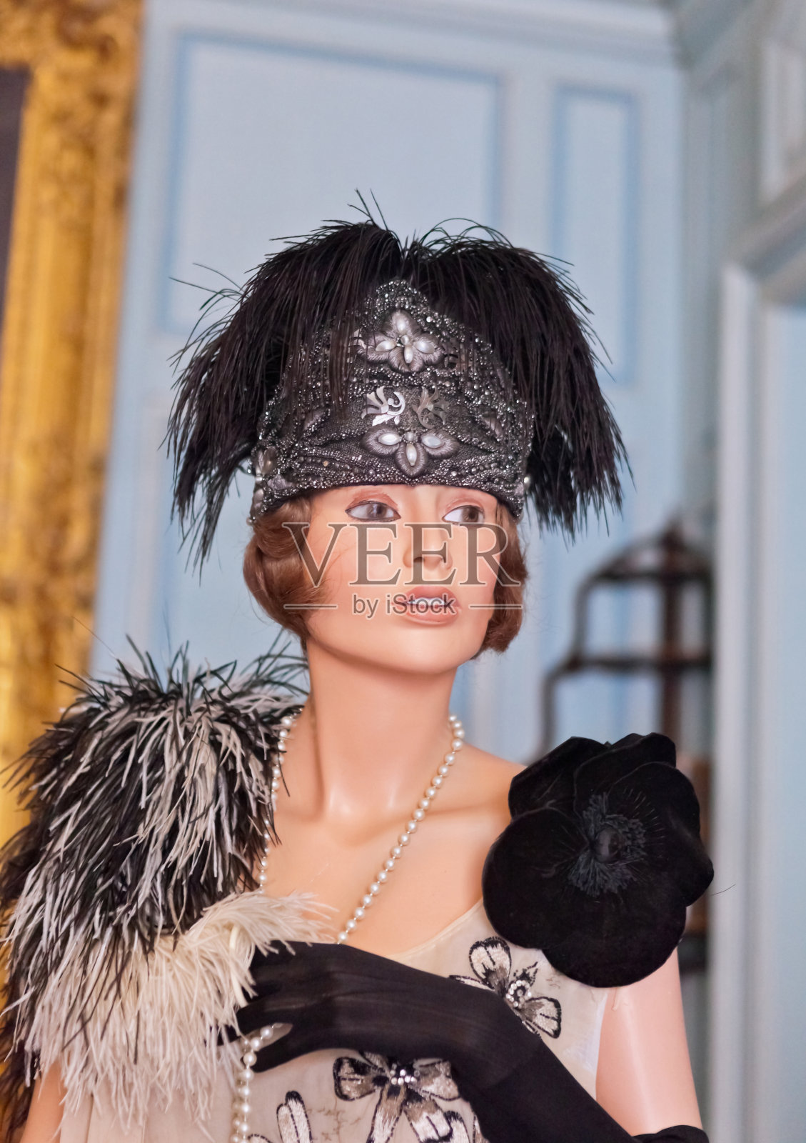 上流社会装饰艺术女士舞蹈服装时尚从1920年代照片摄影图片