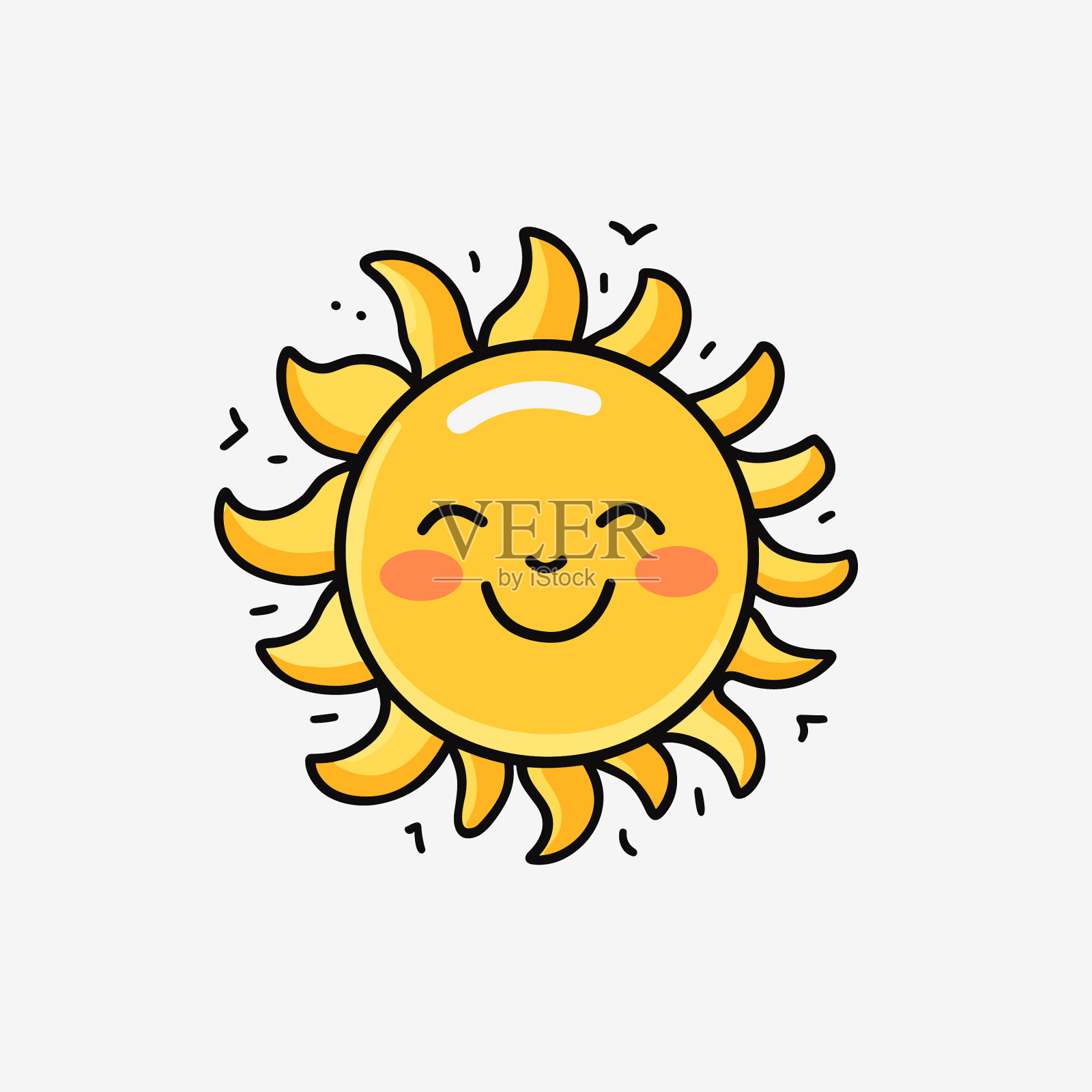 太阳手绘漫画太阳涂鸦风格的漫画插画图片素材