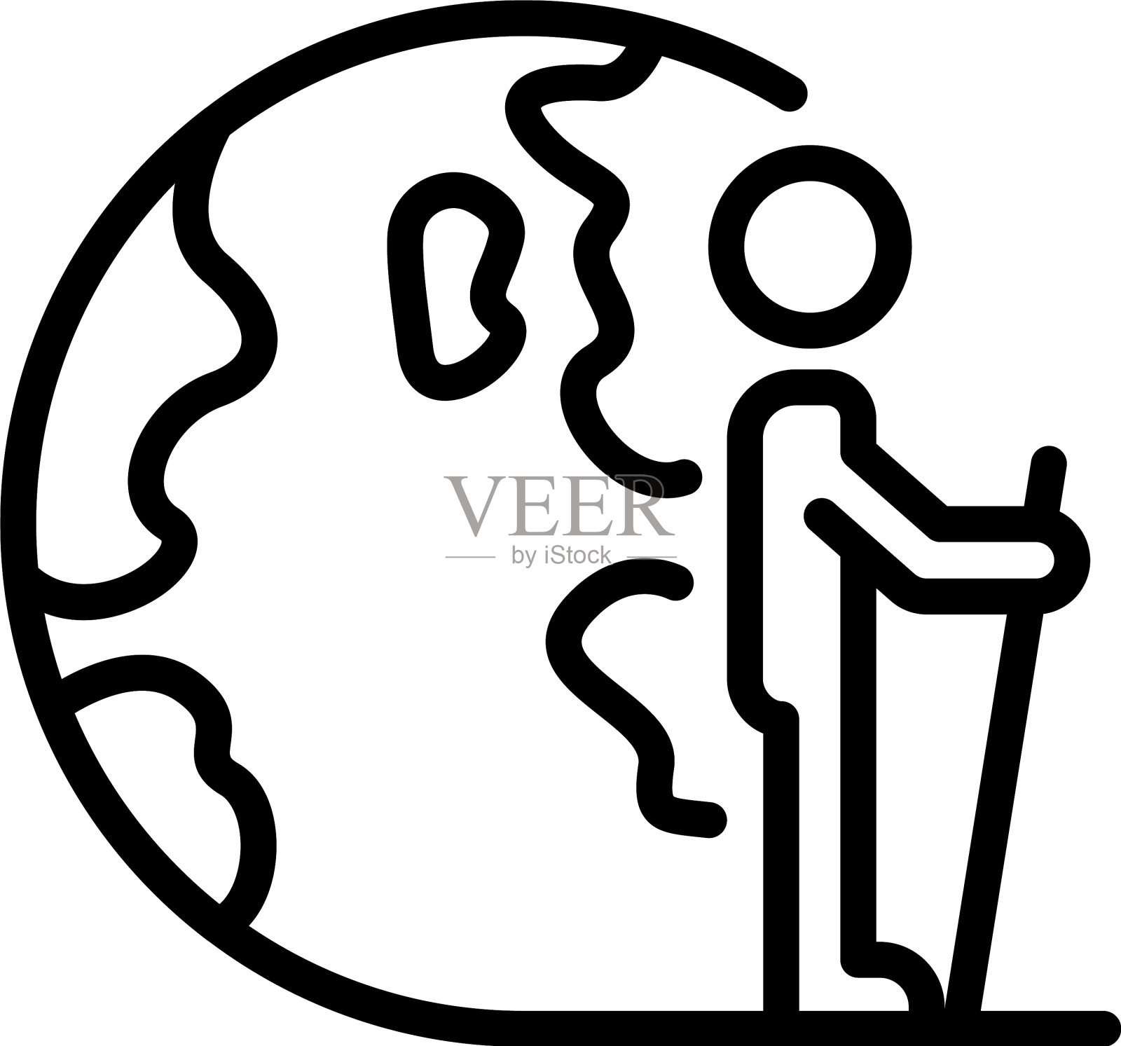 人行走搬迁图标轮廓风格插画图片素材