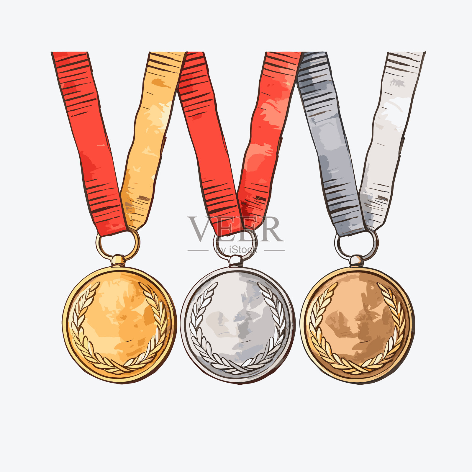 金银铜马达手绘漫画插画图片素材