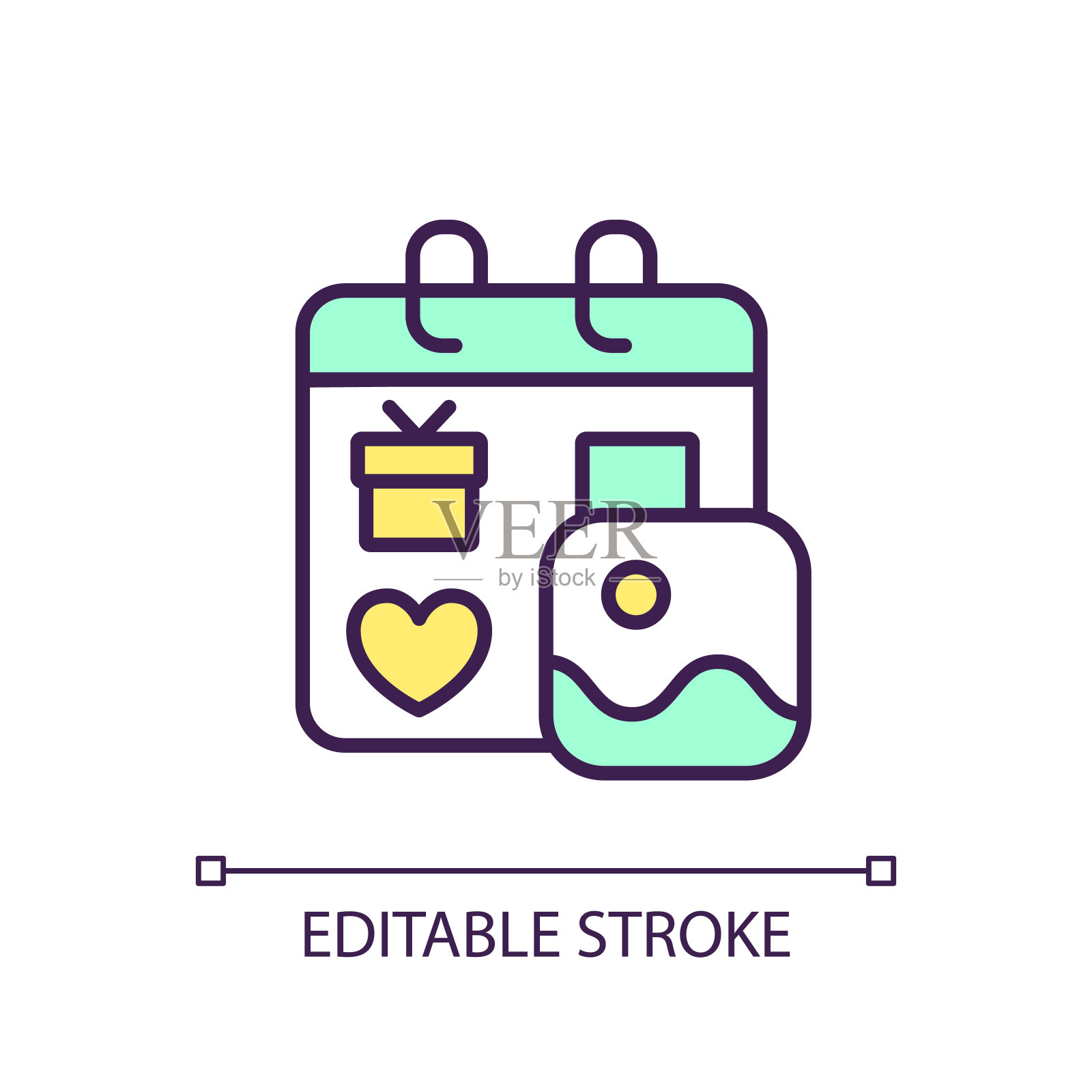 2D细线彩色季节性图标插画图片素材