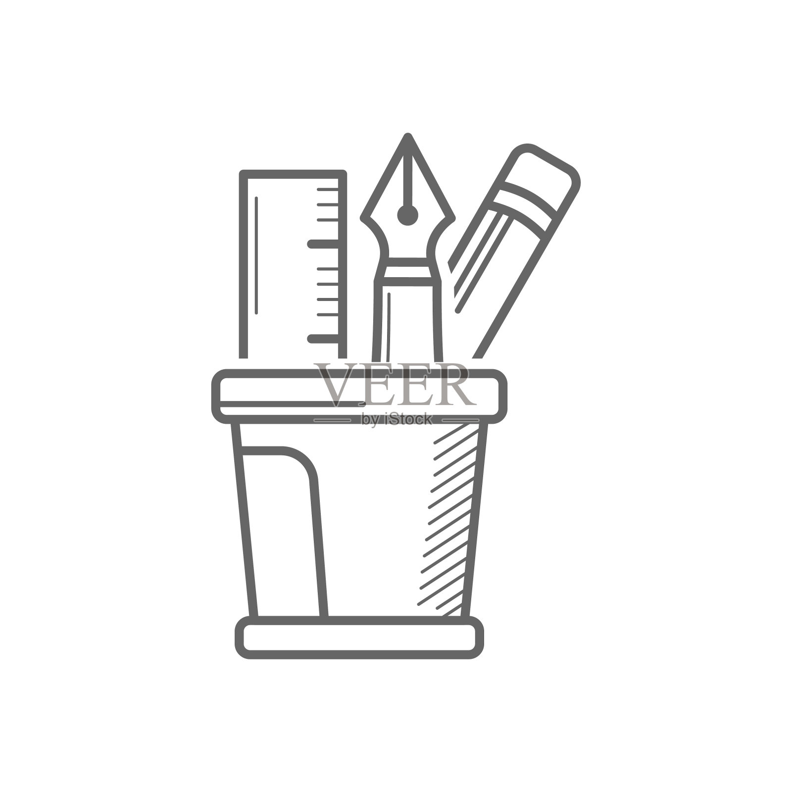 涂鸦风格的文具图标，手绘艺术文具库存插图插画图片素材