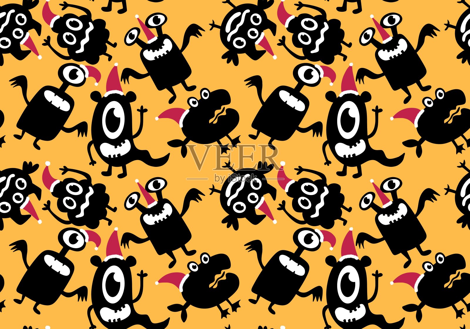 冬季圣诞无缝图案包装纸插画图片素材