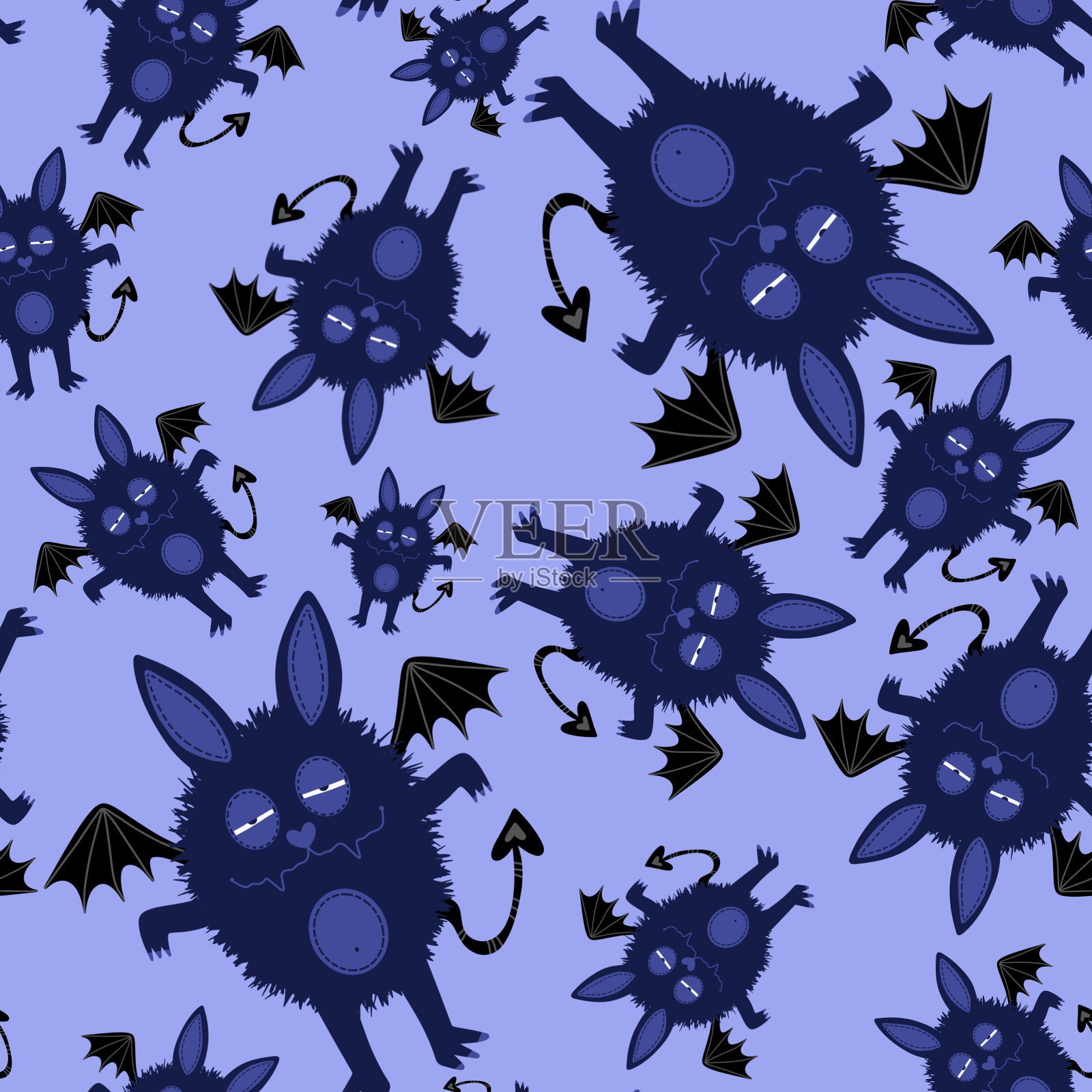 儿童无缝怪物图案的织物和纺织品插画图片素材