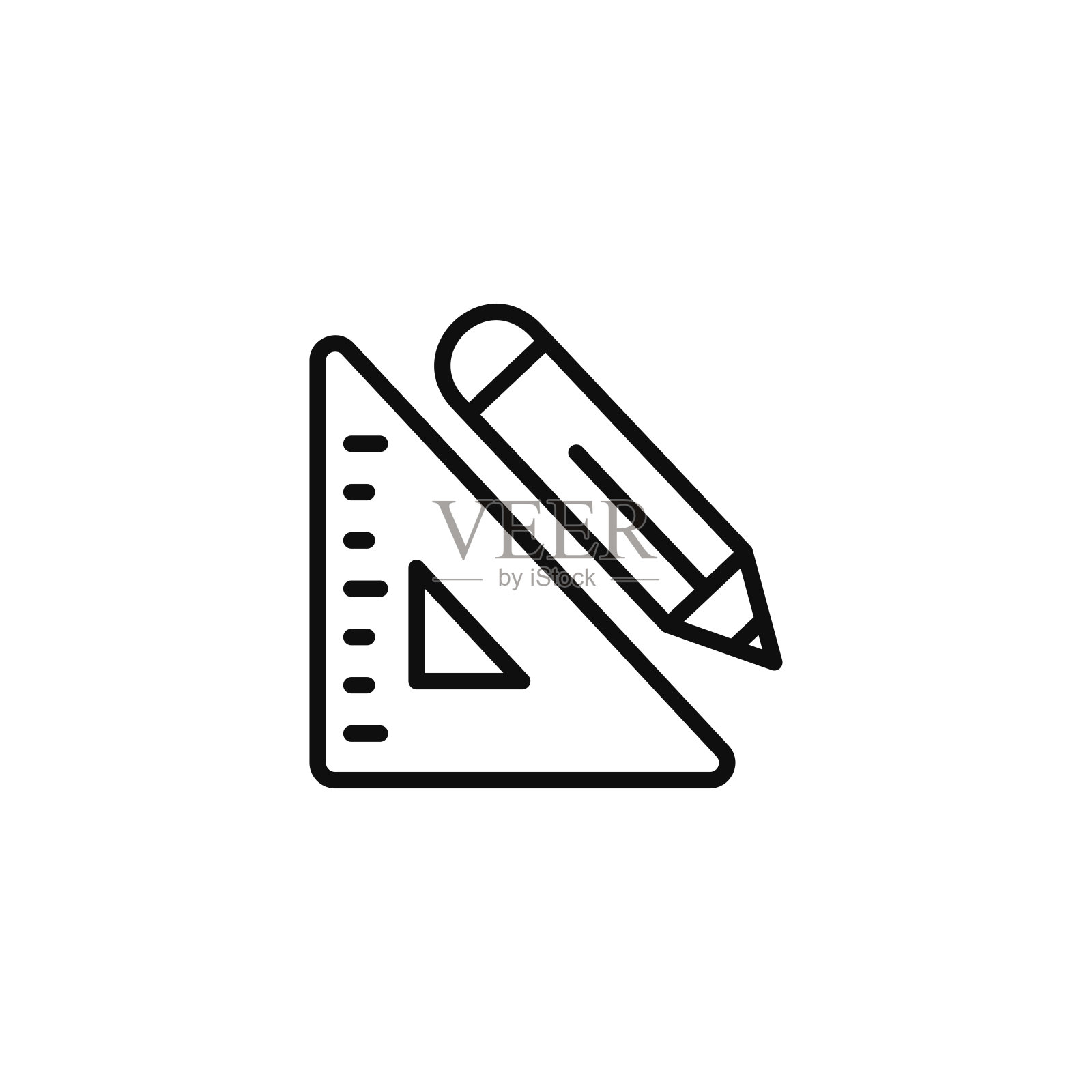 铅笔和标尺线图标孤立的白色背景图标素材