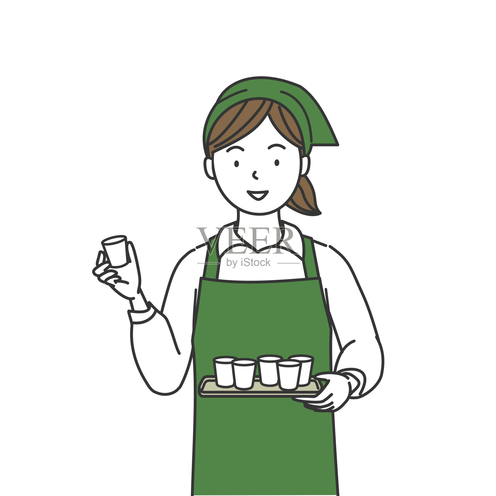 年轻女子在杂货店提供免费样品插画图片素材