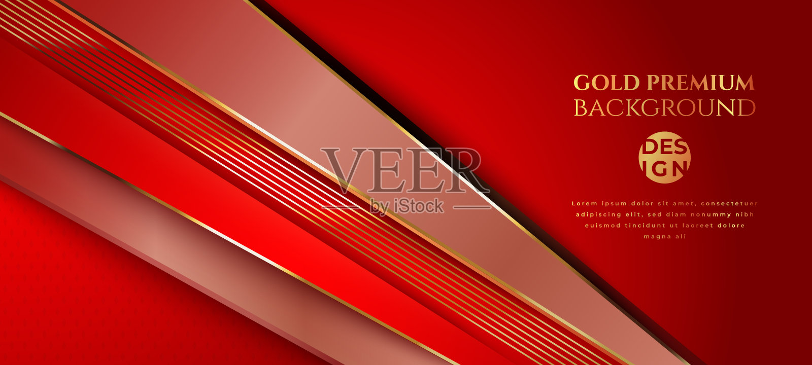 抽象优雅的红色豪华背景与金线元素。现代未来主义背景。可以设计登陆页，书籍封面，小册子，传单，杂志，任何品牌，横幅，标题，演示和壁纸背景插画图片素材