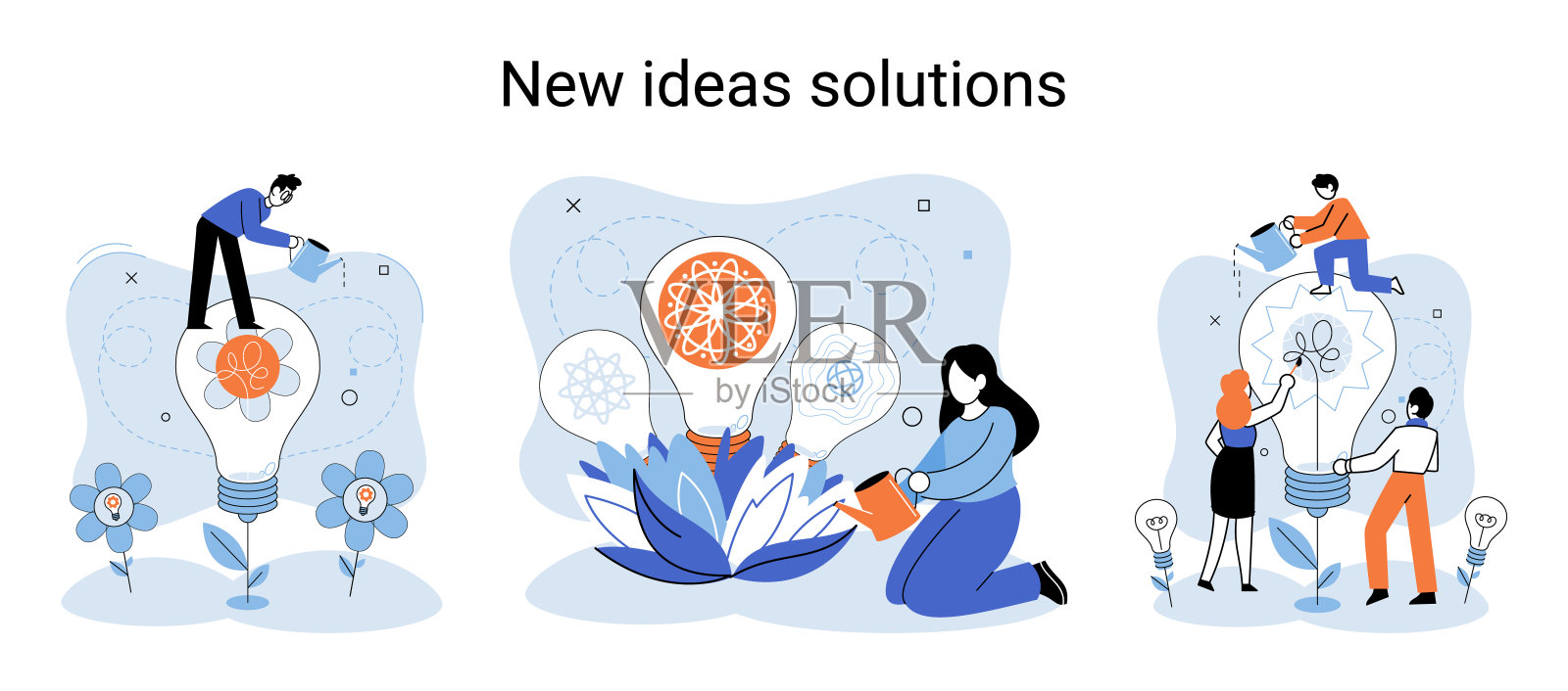 想法和创意。寻找商业解决方案的机会，寻找新的解决方案插画图片素材