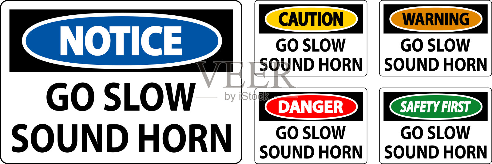警告标志，慢行喇叭标志插画图片素材