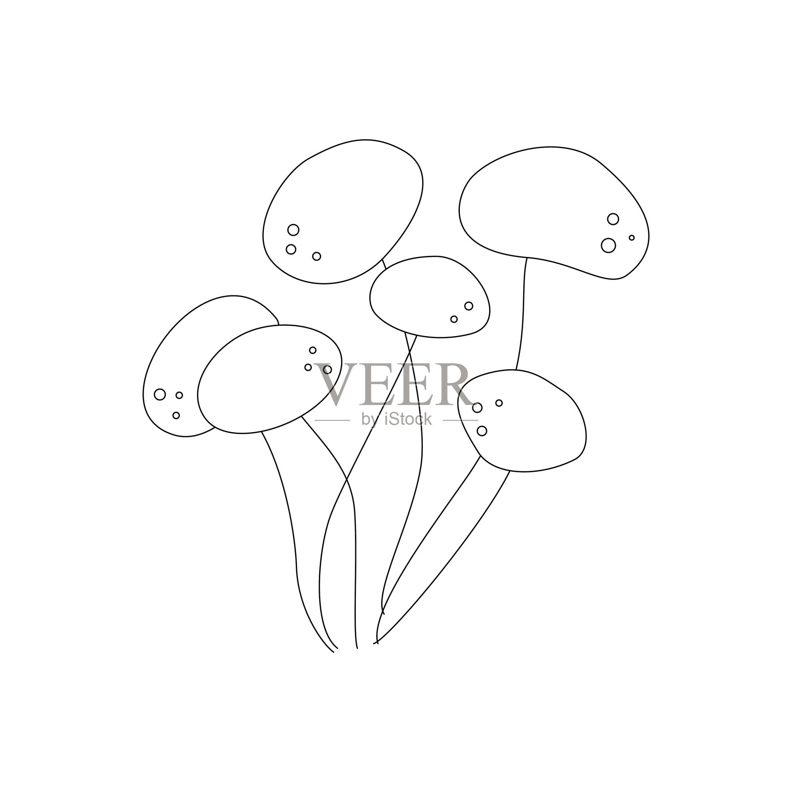 蘑菇。你好,秋天。秋季元素，图标。线的艺术。插画图片素材