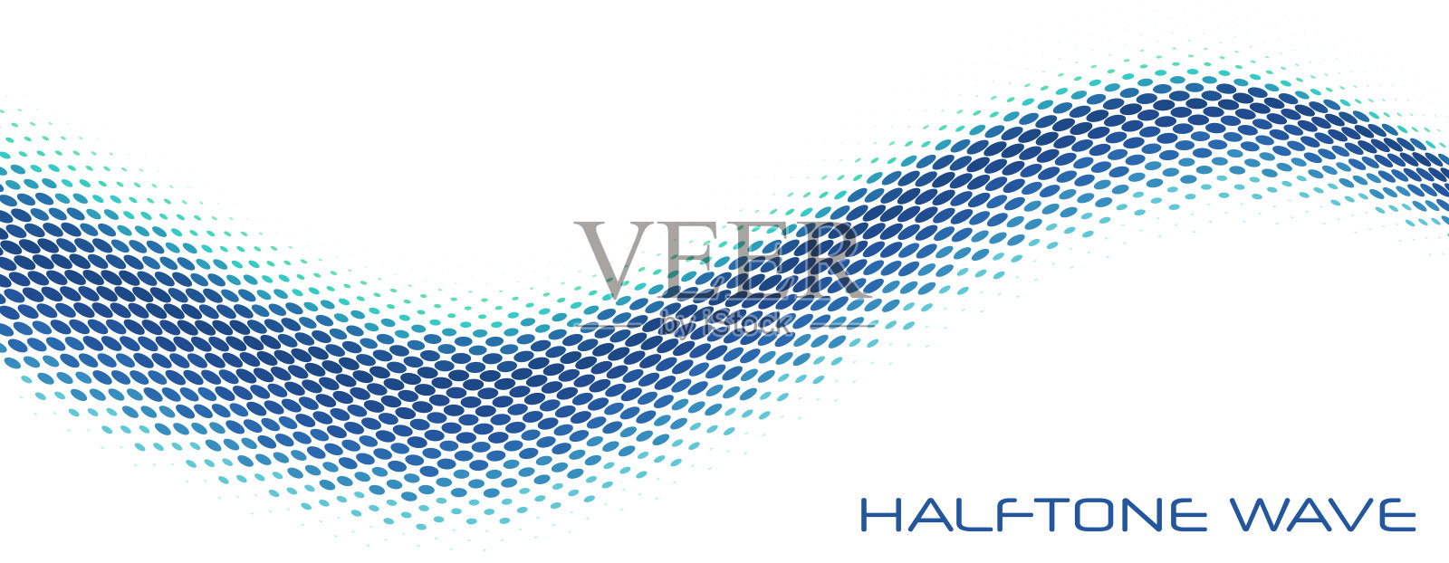 蓝色半色调波。简单矢量图形插画图片素材