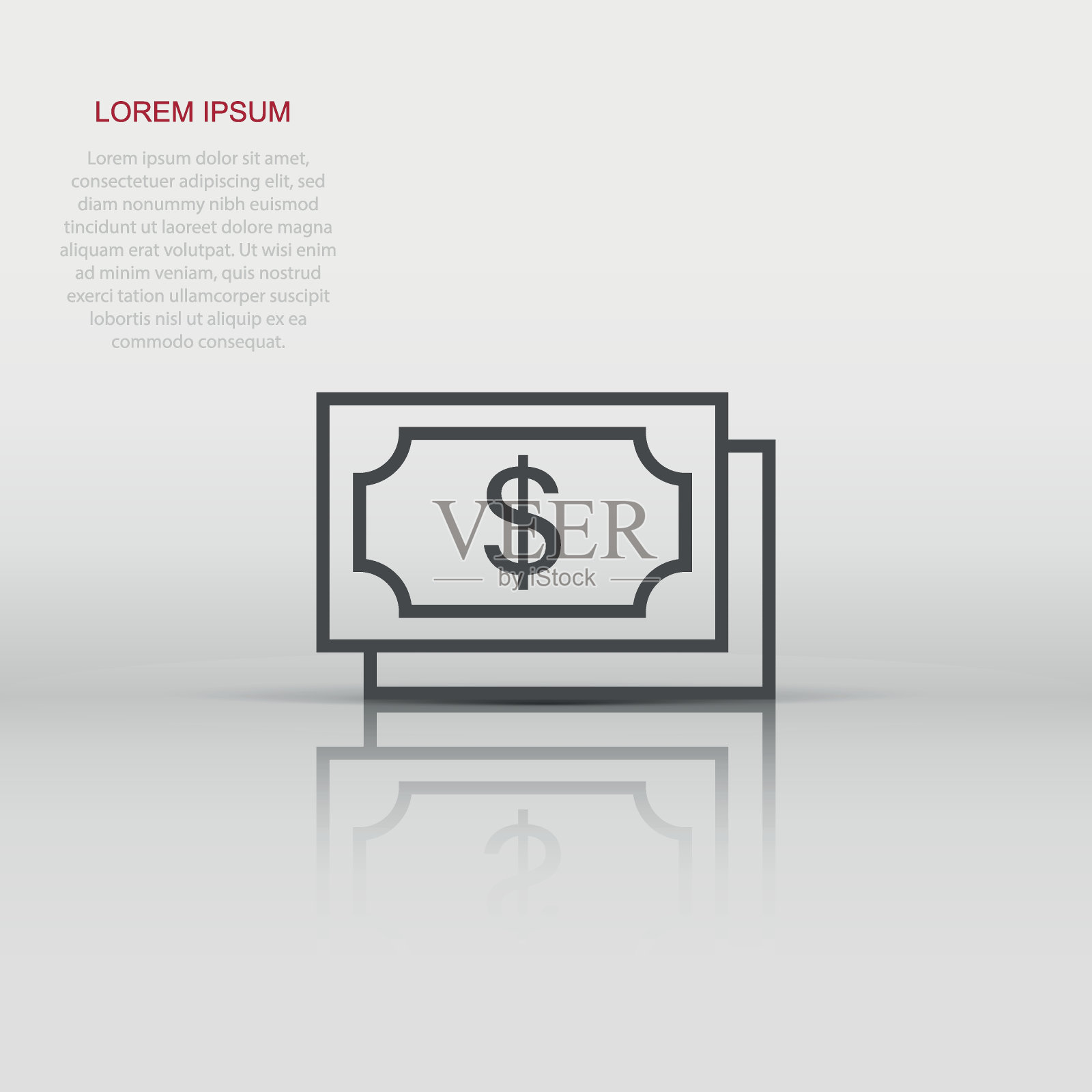 货币美元图标在平面风格。交换现金矢量插图在白色孤立的背景。纸币票据经营理念。插画图片素材