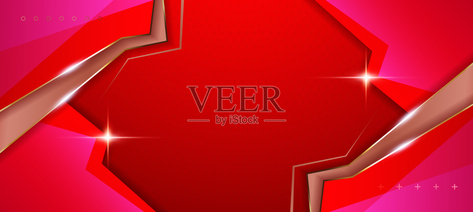 抽象发光的金色和红色技术几何背景。现代未来主义背景插画图片素材