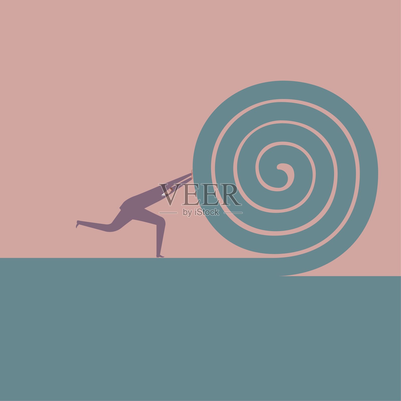 卷起地毯的商人插画图片素材