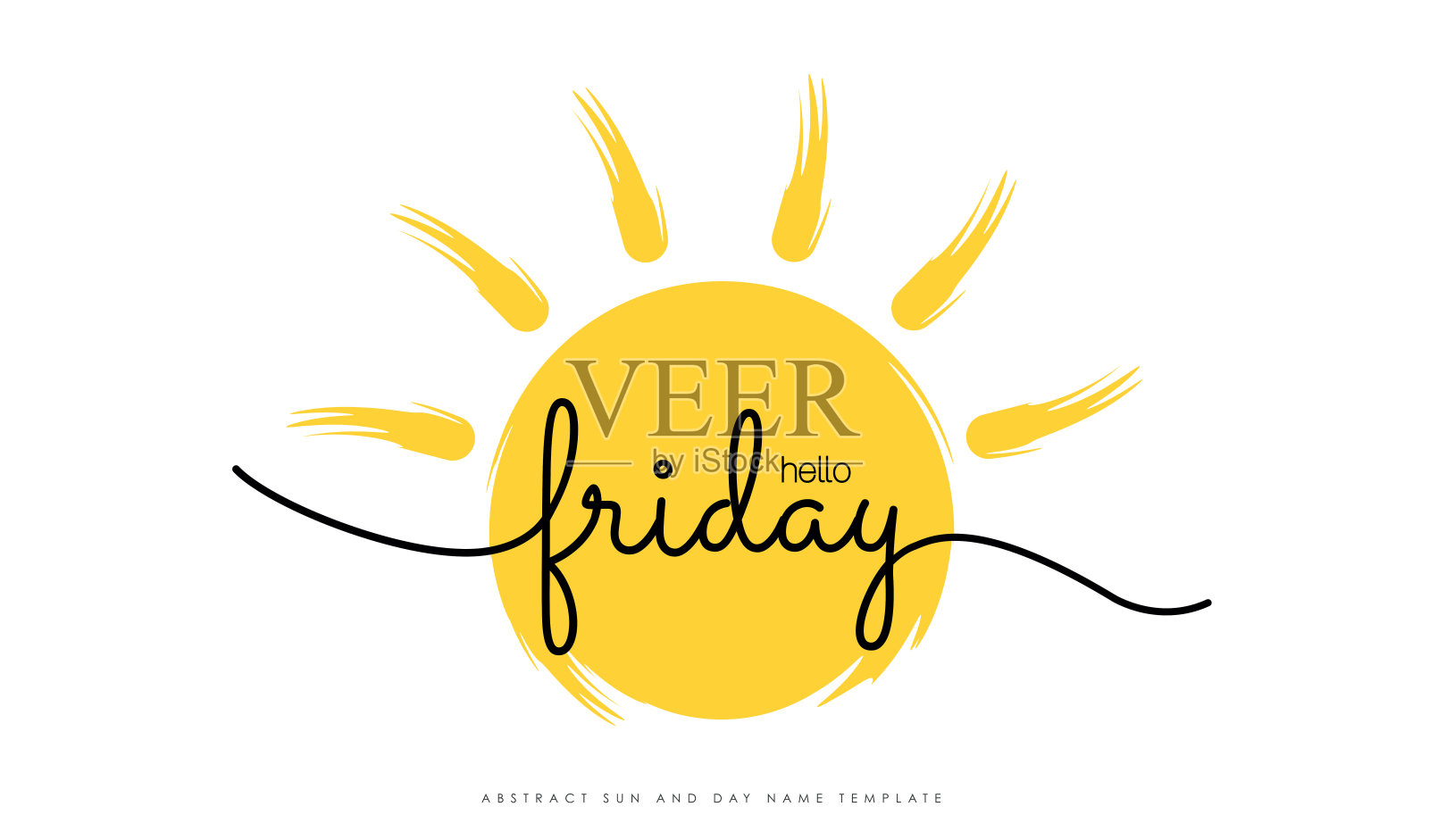 你好星期五字母和太阳形状矢量股票插图插画图片素材