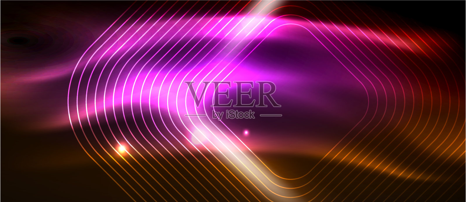 霓虹灯方形形状的发光的光线插画图片素材