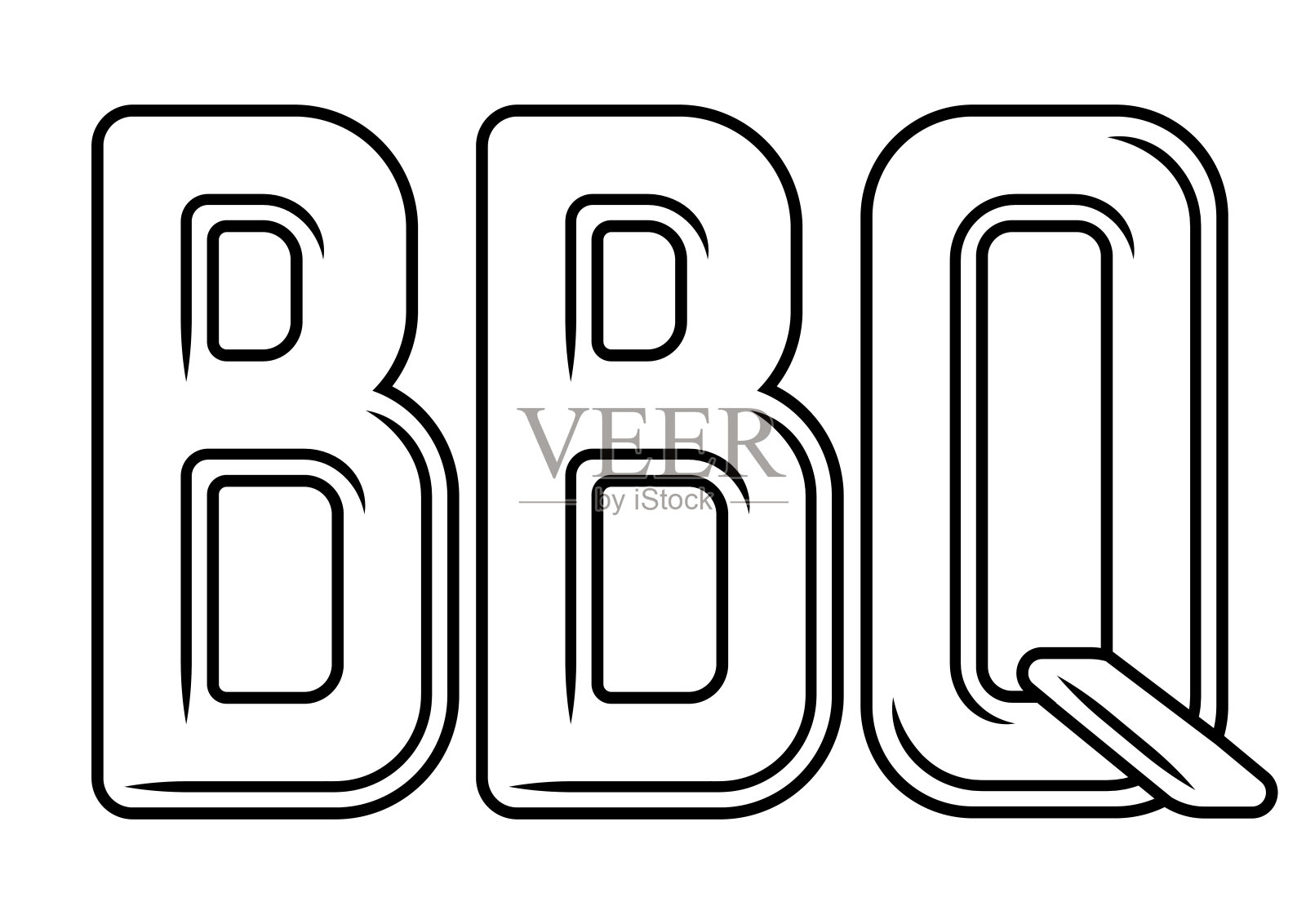 烧烤题字插图。烧烤的形象。程式化的厨房和餐厅对象。插画图片素材