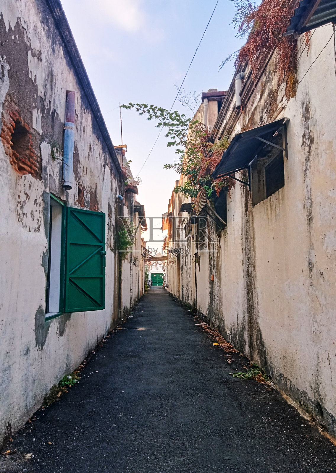 在城市的小巷里照片摄影图片