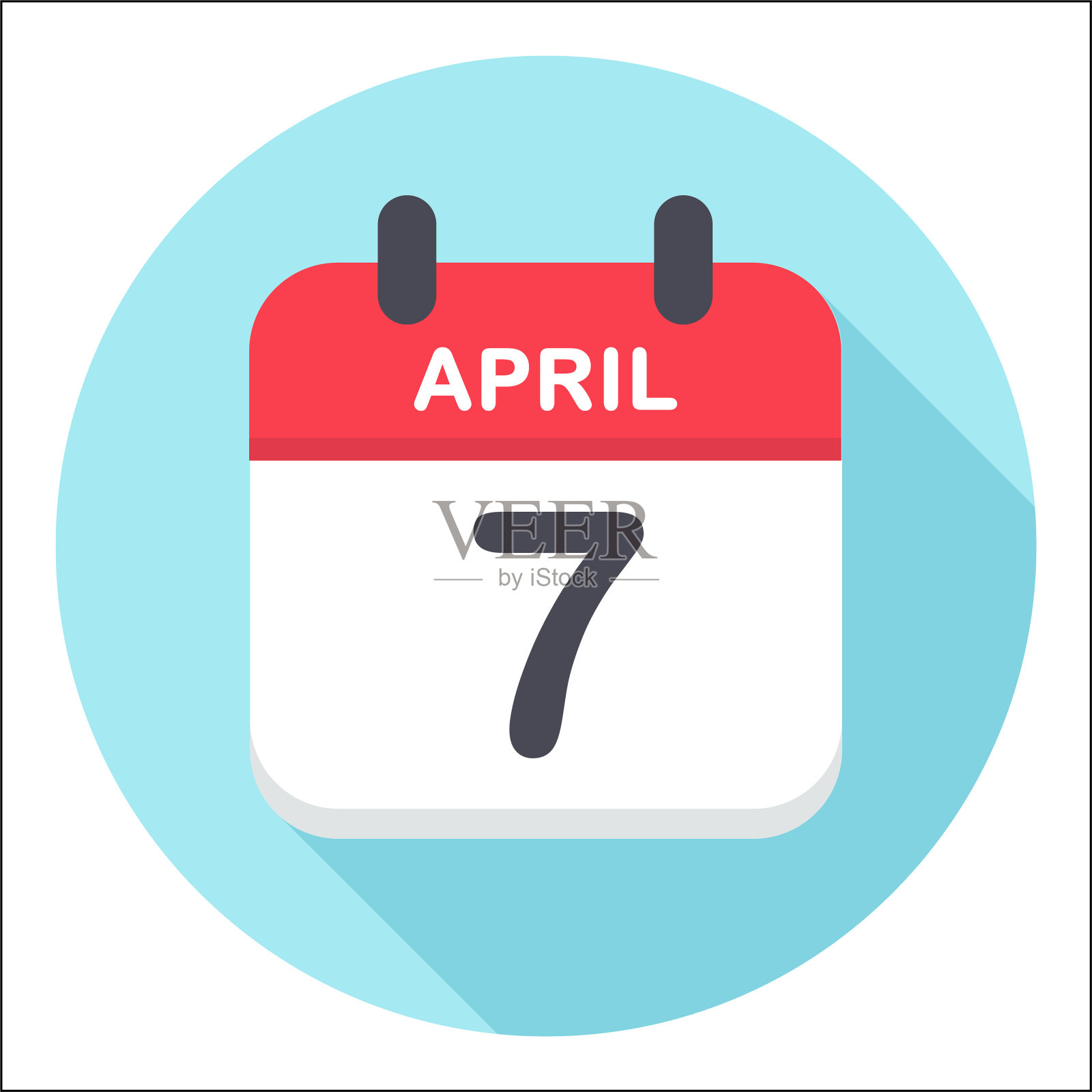 4月7日-日历图标-圆形插画图片素材