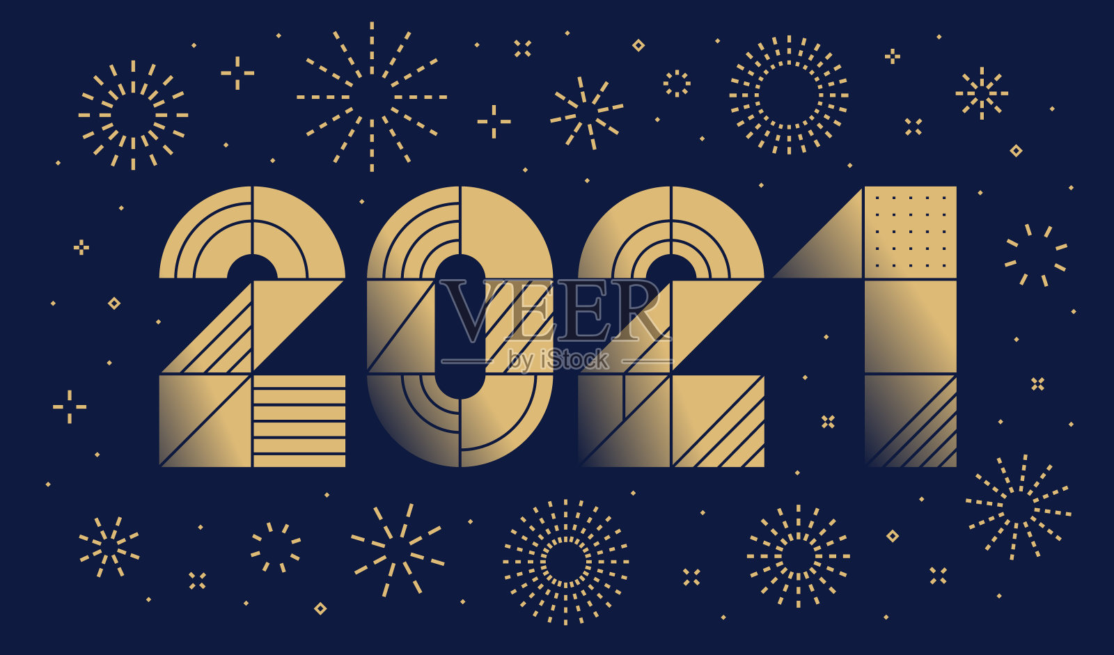 带烟花的几何贺卡插画图片素材