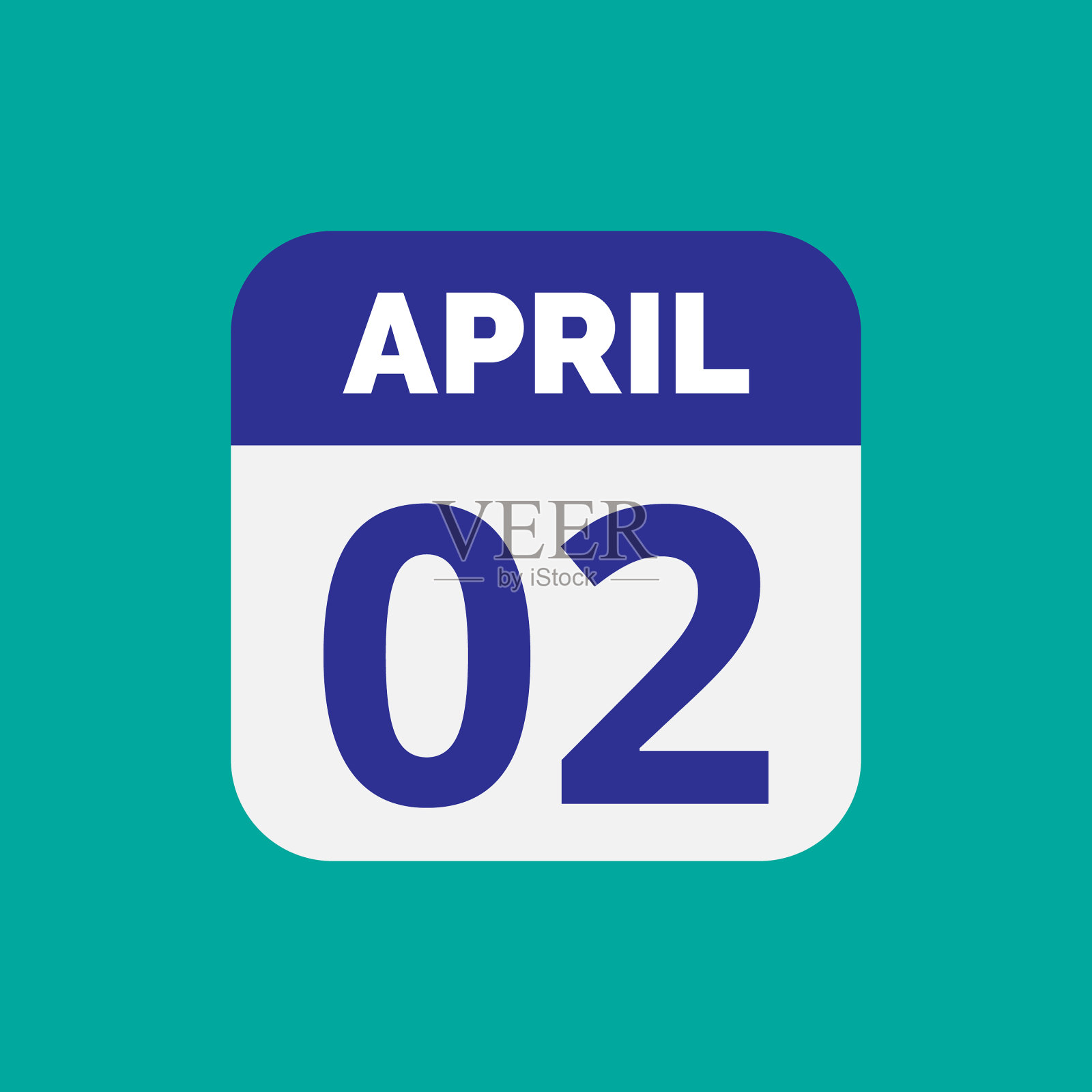 平4月2日日历日期图标股票插画图片素材