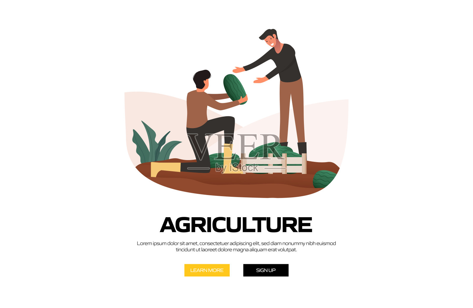 农业概念矢量插图网站横幅，广告和营销材料，在线广告，商业展示等。插画图片素材