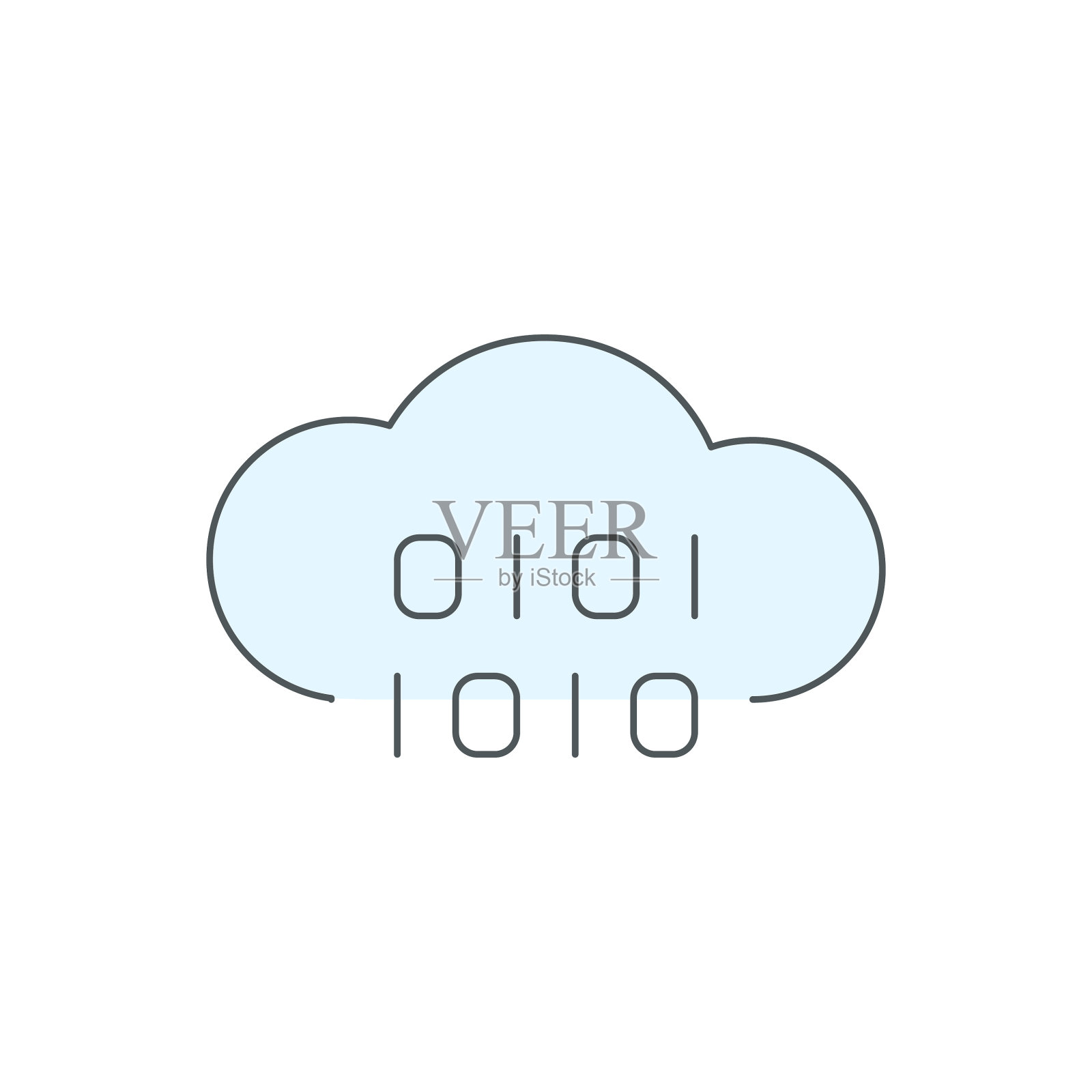 云计算平线图标与可编辑的笔画设计元素图片