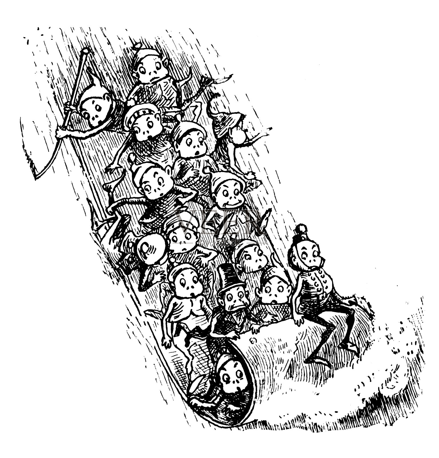 有趣的卡通人物的古董插图(“布朗尼”，1887年)插画图片素材