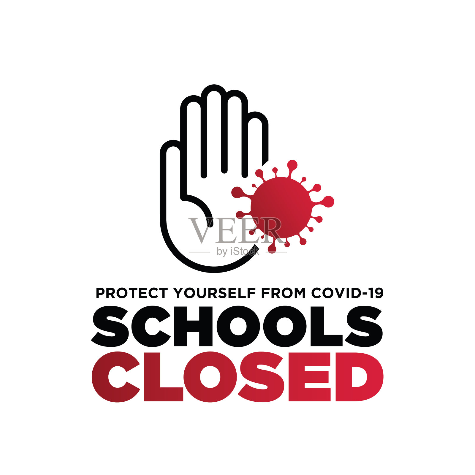 学校封闭概念，COVID-19爆发流感作为危险的流感毒株病例作为大流行概念横幅平面风格插图库存插图库存插图插画图片素材