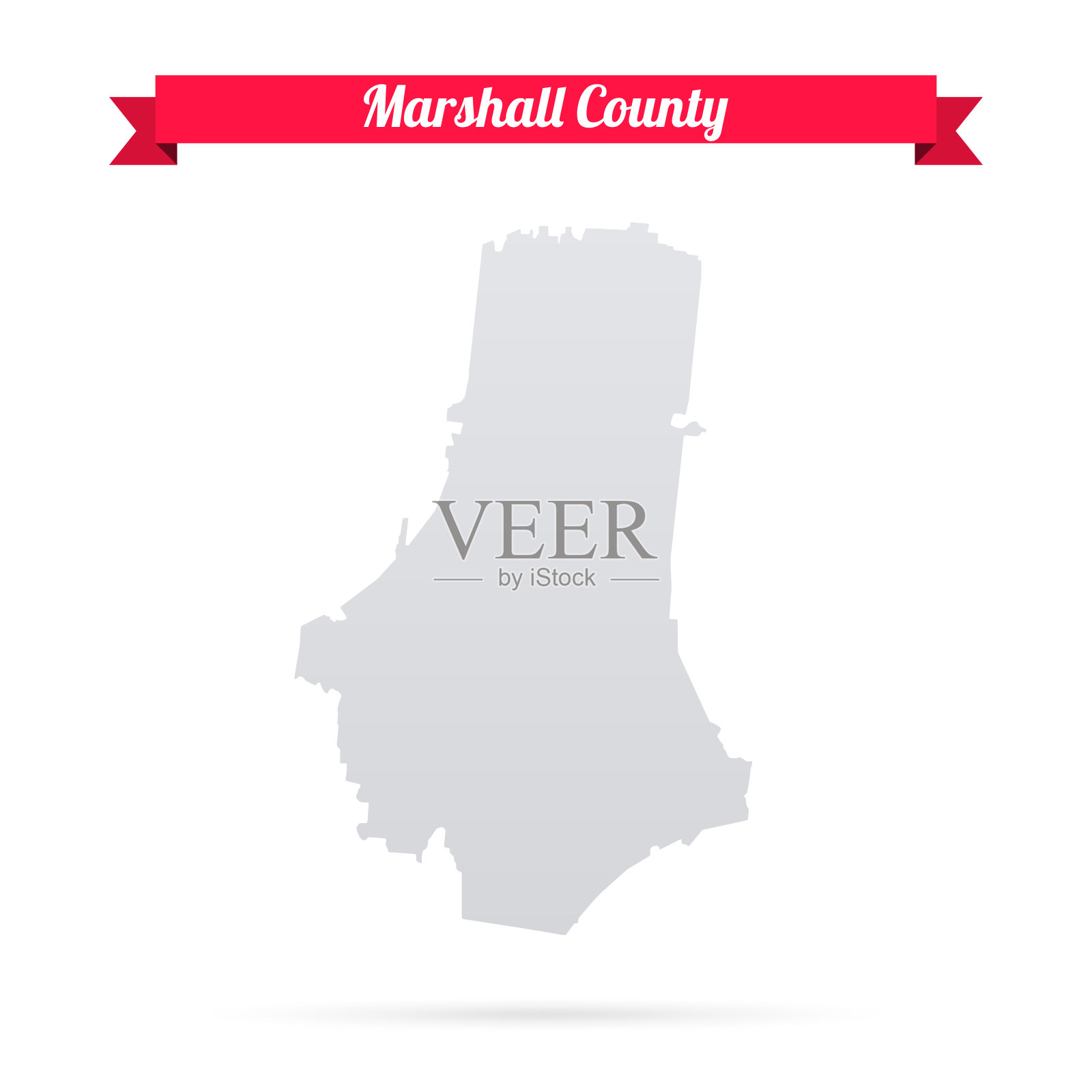 田纳西州马歇尔县。白底红旗地图插画图片素材