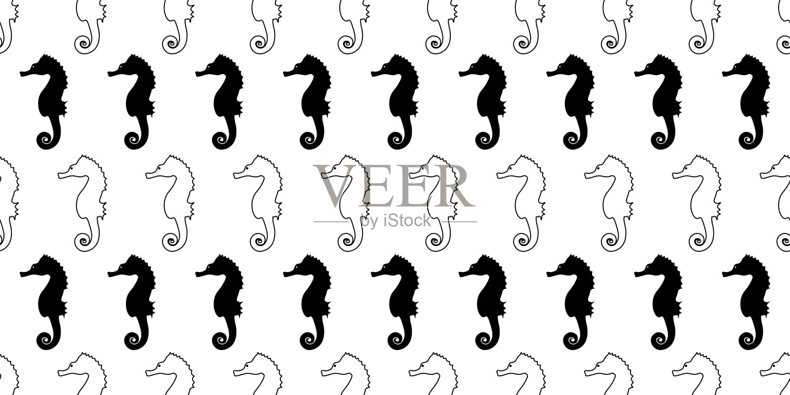 海马无缝花纹插画图片素材