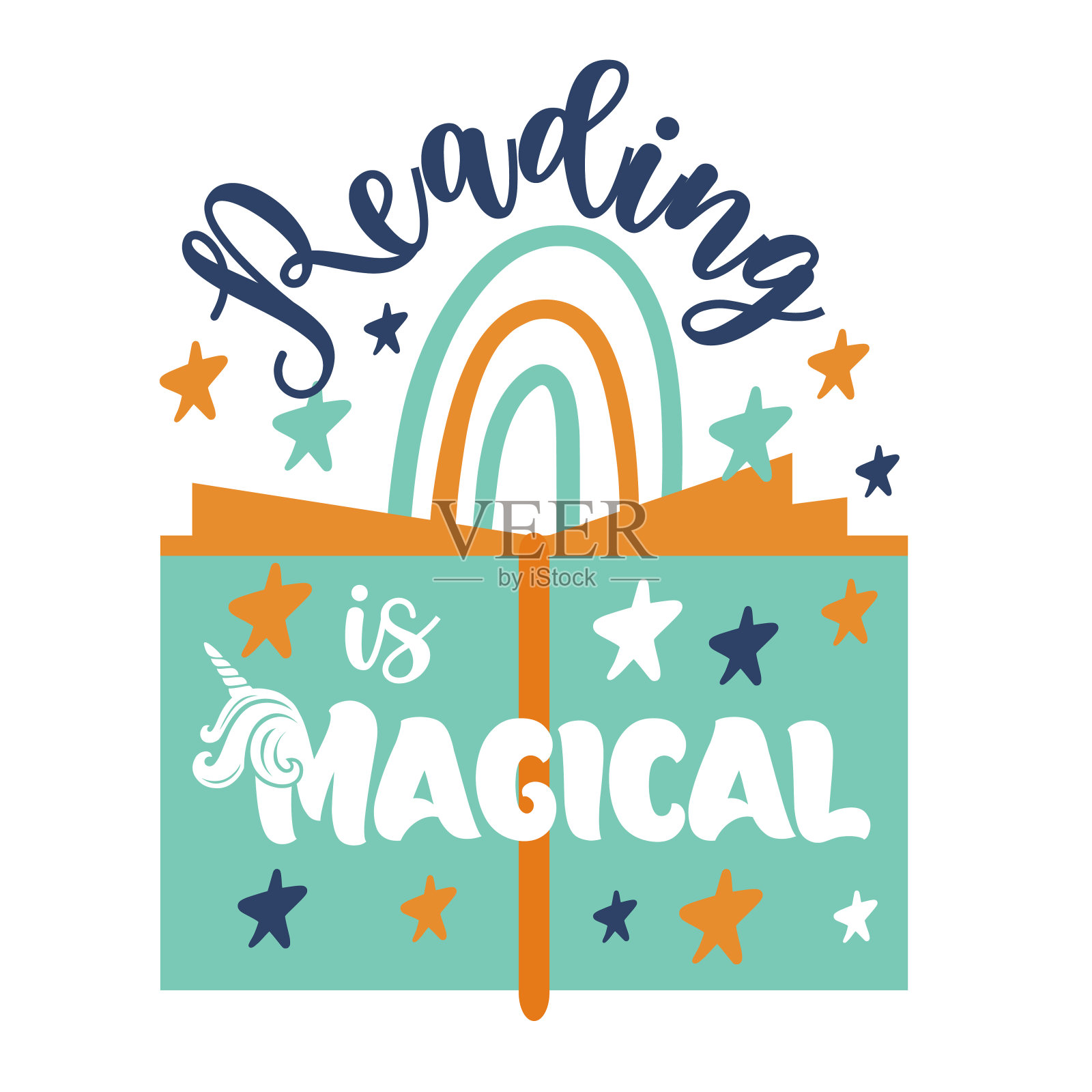 读者和书籍手绘排版海报。概念手写短语T恤手写字母书法设计。鼓舞人心的向量。插画图片素材