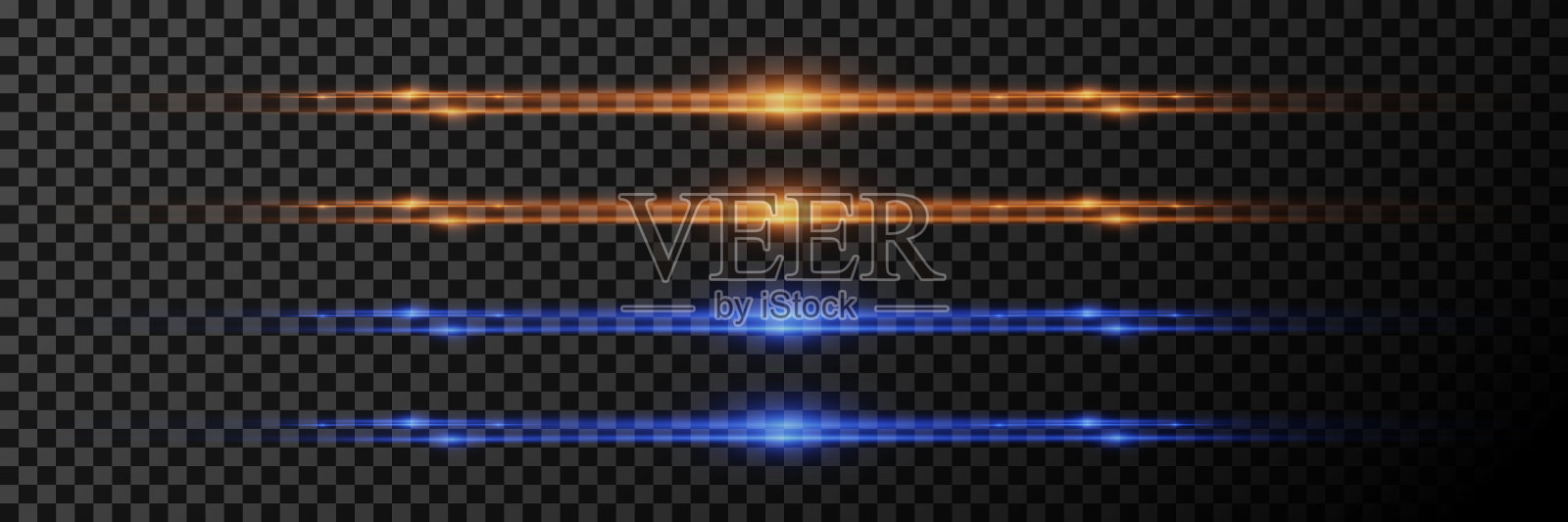 明亮的水平高光。激光束，水平光束。插画图片素材