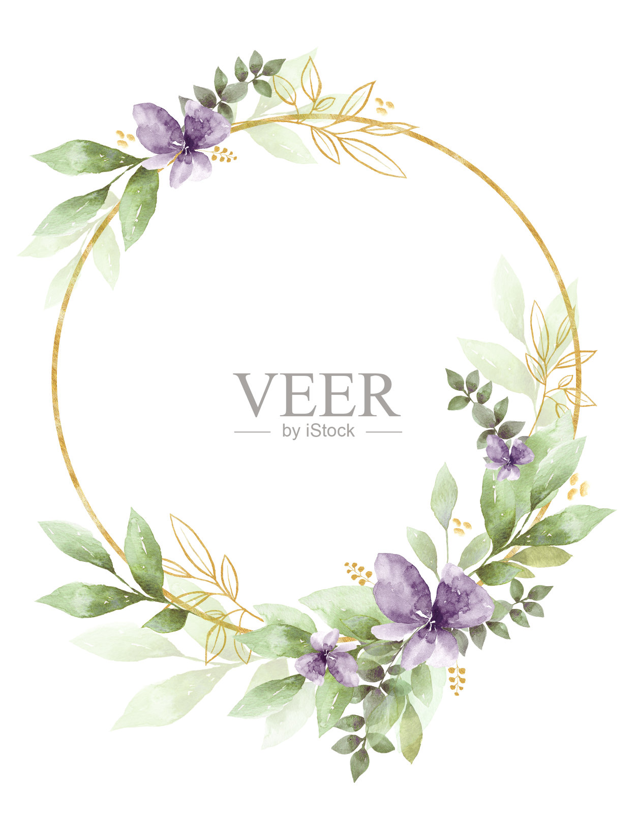 水彩花卉剪纸艺术。婚礼邀请的元素。插画图片素材