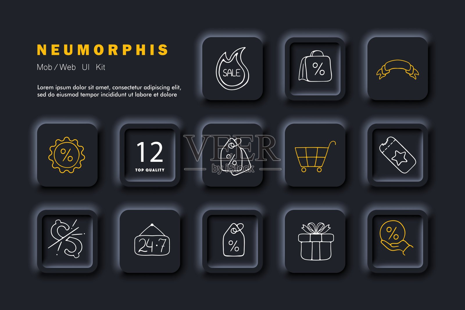 折扣线图标。销售，商店，价格，服装，购物，海鲜，商品，粉碎，市场，销售。新生变形样式。矢量线图标的业务图标素材