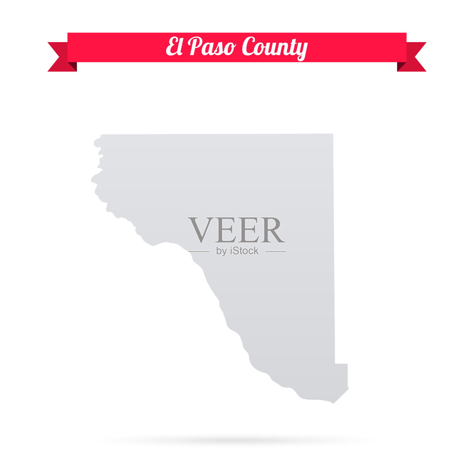 德克萨斯州埃尔帕索县。白底红旗地图插画图片素材