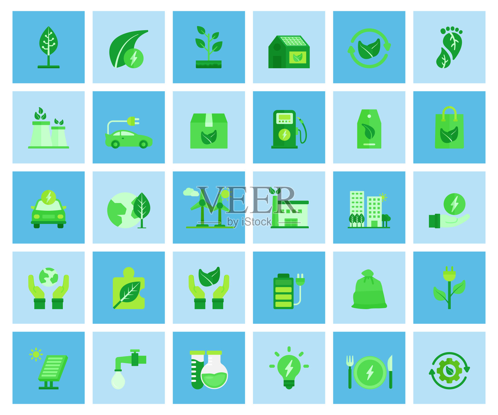 绿色能源，生态概念平面图标矢量插图。插画图片素材