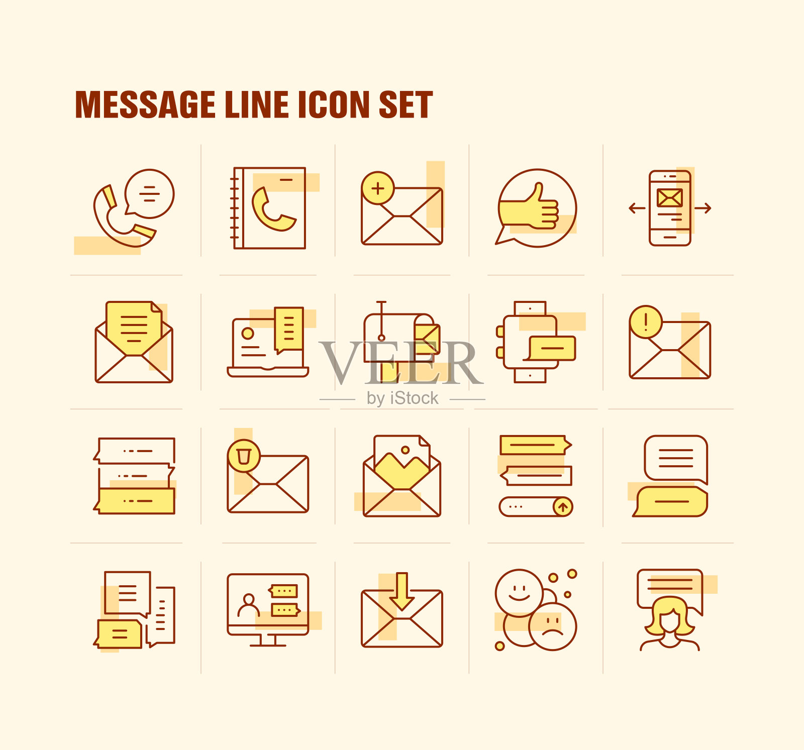 消息，语音气泡，来电，短信，邮件，文字表情符号图标图标素材