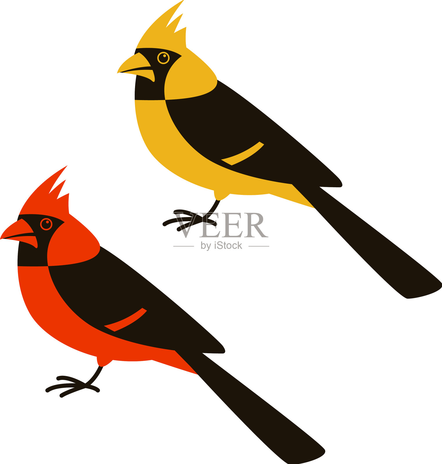 红雀平面风格的侧视图插画图片素材