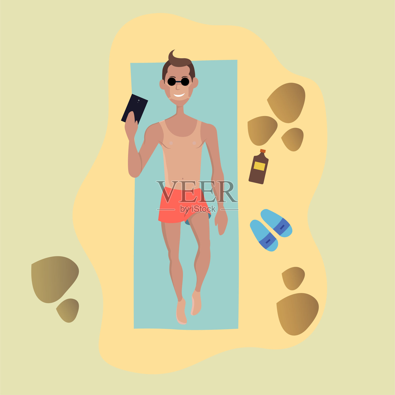 医用口罩晒伤。插画图片素材